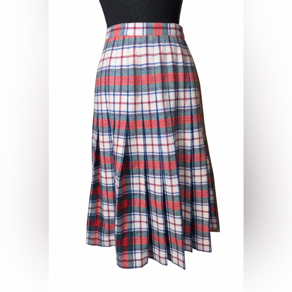 Pendleton Vintage 80s Tartan Plaid Wool Skirt USA Preppy Academia- Size 8